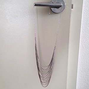 Mesh Chain womens layered necklace.  OS. Silver color.